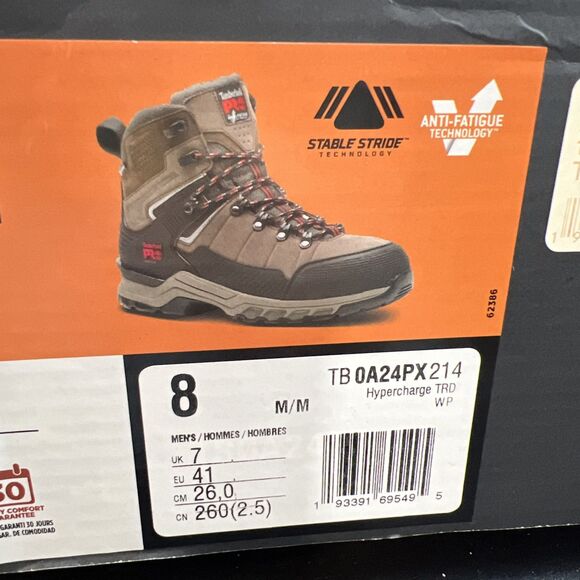 Timberland Pro Men’s Size 8 M HYPERCHARGE Soft Toe TB0A24PX-214 Waterproof Boots - Picture 11 of 11